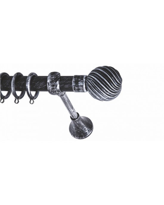CURTAIN WOOD APOLLO FRANS Φ25 BLACK PATINA SILVER Φ1,60