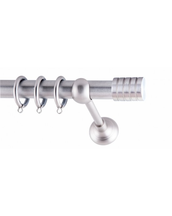 CURTAIN WOOD BAR FRANS Φ25 NICKEL MAT WITH NICKEL MATT ACCESSORIES Φ1,60