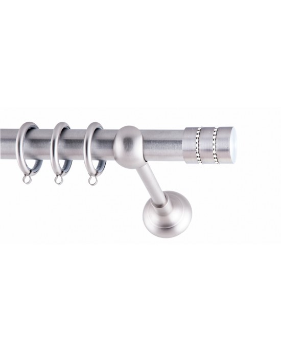 CURTAIN WOOD BAR STRASS FRANS Φ25 NICKEL MAT WITH NICKEL MATT ACCESSORIES Φ1,60