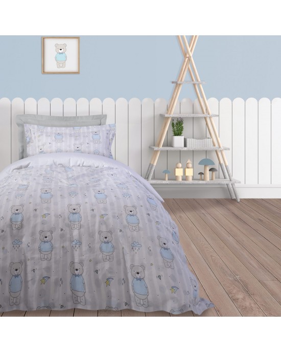 DAS KIDS 4767 SET OF FURNITURE SINGLE KID GRAY-ECRU-BLUE 160Χ240, 50Χ70 + 5