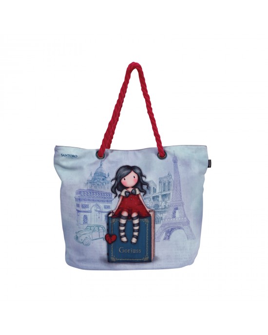 SANTORO 5828 ΤΣΑΝΤΑ ΘΑΛΑΣΣΗΣ 58Χ38Χ20 SANTORO ΜΠΛΕ-ΚΟΚΚΙΝΟ Beach bags