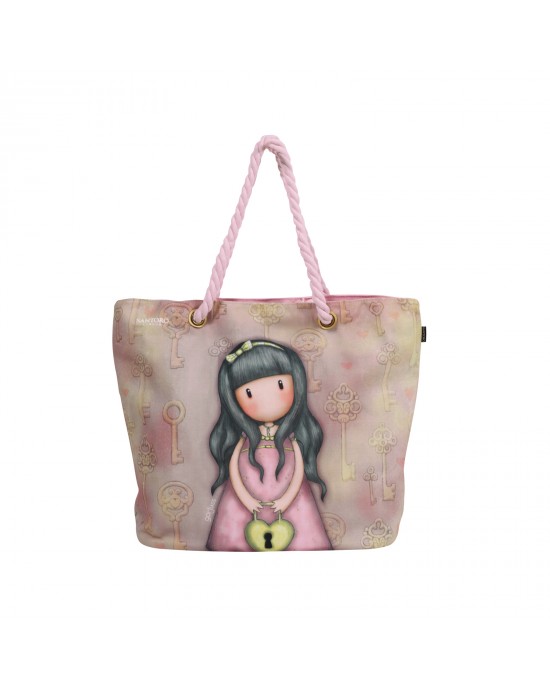 SANTORO 5860 ΤΣΑΝΤΑ ΘΑΛΑΣΣΗΣ 58Χ38Χ20 SANTORO ΡΟΖ-ΚΙΤΡΙΝΟ Beach bags