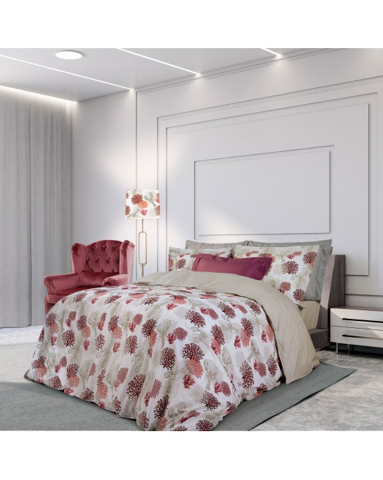 2120 ΣΕΤ ΣΕΝΤΟΝΙΑ ΜΟΝΑ GREENWICH POLO CLUB ΚΡΕΜ-ΚΟΚΚΙΝΟ 170X260, 50X70+5 Bed sheets