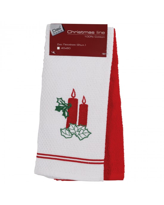 0629 CHRISTMAS ΠΟΤΗΡΟΠΑΝΑ ΣΕΤ 2ΤΜΧ 40X60 ΚΟΚΚΙΝΟ-ΛΕΥΚΟ DAS HOME Christmas