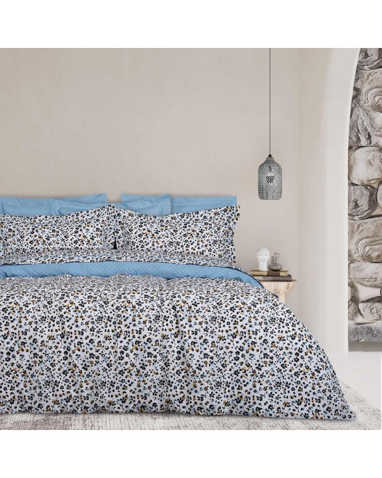 DAS HOME 9622 ΚΟΥΒΕΡΛΙ ΥΠΕΡΔΙΠΛΟ HAPPY ΕΚΡΟΥ-ΜΑΥΡΟ-ΜΠΛΕ