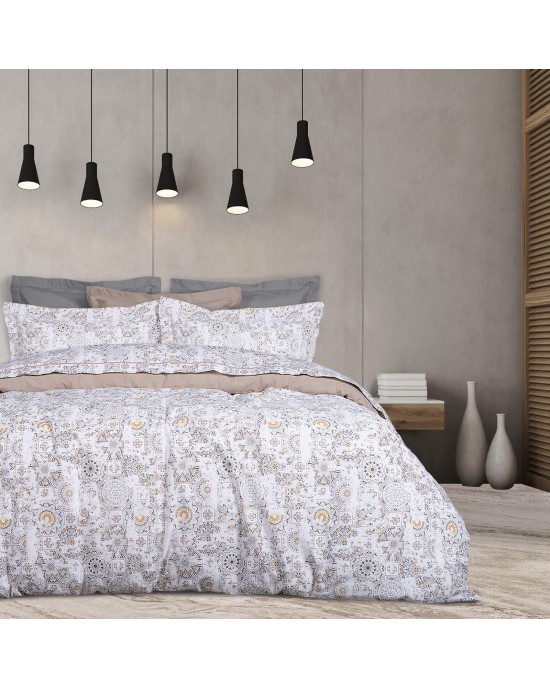 DAS HOME 9624 ΚΟΥΒΕΡΛΙ ΜΟΝΟ HAPPY ΛΕΥΚΟ-ΣΠΑΓΓΙ-ΓΚΡΙ