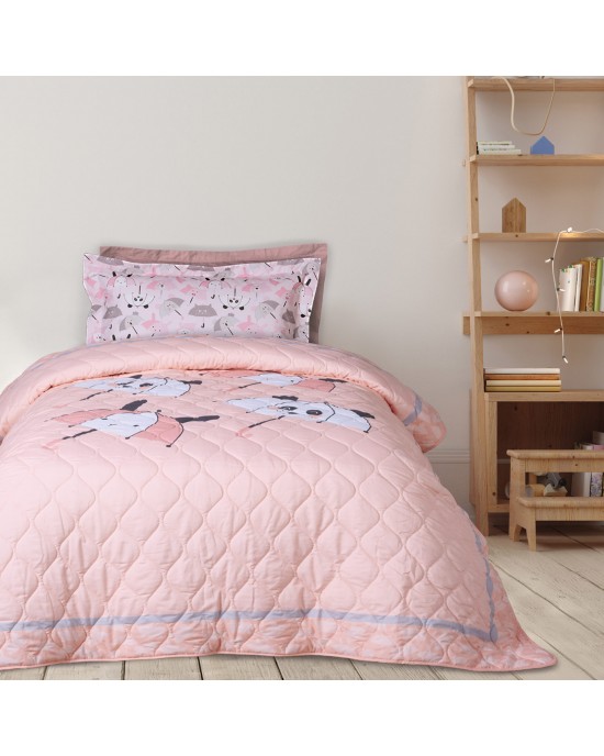 DAS KIDS 4878 ΚΟΥΒΕΡΛΙ ΜΟΝΟ KID ΡΟΖ-ΛΕΥΚΟ-ΓΚΡΙ