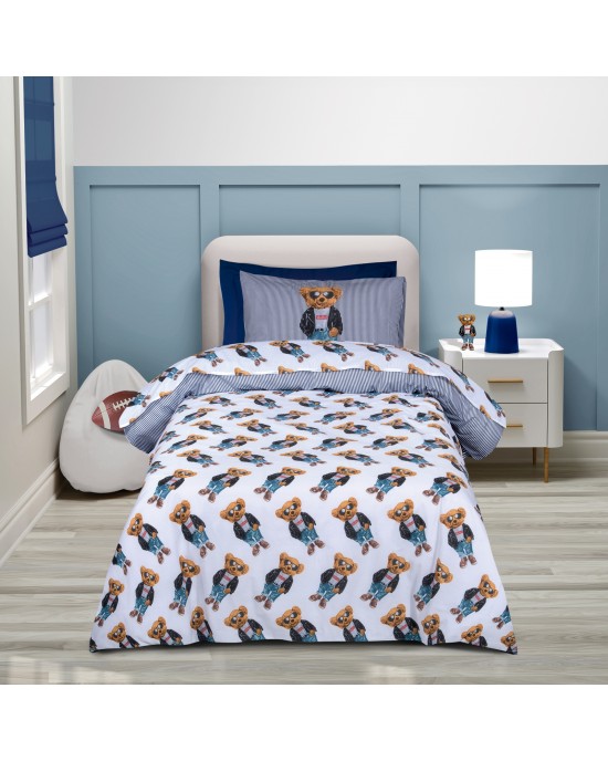 8838 ΣΕΤ ΣΕΝΤΟΝΙΑ ΜΟΝΑ GREENWICH POLO CLUB ΜΠΛΕ-ΛΕΥΚΟ-ΜΑΥΡΟ Kids bed sheets