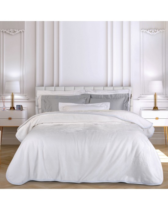 GREENWICH POLO CLUB ΚΟΥΒΕΡΤΑ VELOUR ΜΟΝΗ ESSENTIAL 3470 WHITE