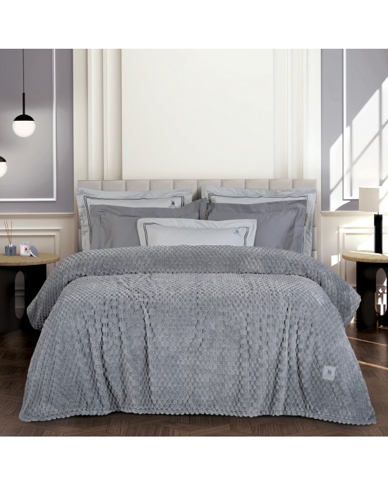 GREENWICH POLO CLUB ΚΟΥΒΕΡΤΑ FLEECE ΥΠΕΡΔΙΠΛH 3476 GREY