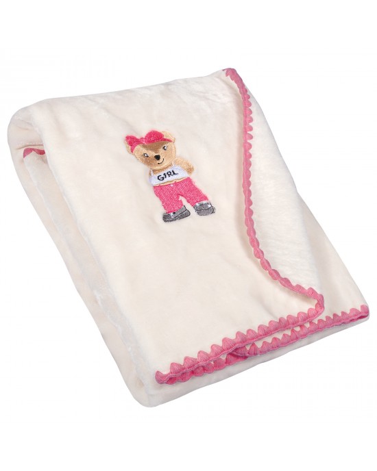 GREENWICH POLO CLUB ΚΟΥΒΕΡΤΑ VELOUR 80X110 ΒΑΒΥ 8839 IVORY, PINK