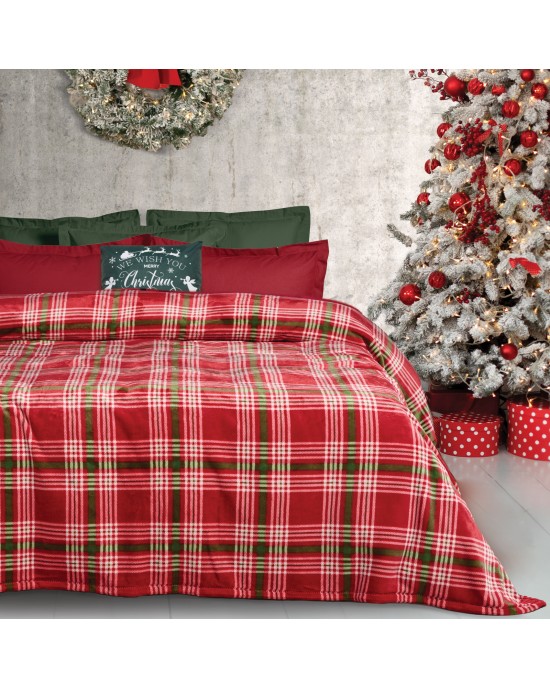DAS HOME ΚΟΥΒΕΡΤΑ FLEECE 220Χ240 1361 GREEN, RED
