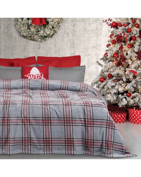 DAS HOME ΚΟΥΒΕΡΤΑ FLEECE 220Χ240 1362 GREY, RED