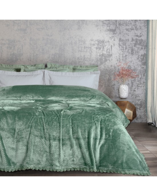 DAS HOME ΚΟΥΒΕΡΤΑ FLEECE 220Χ240 1184 DARK MINT
