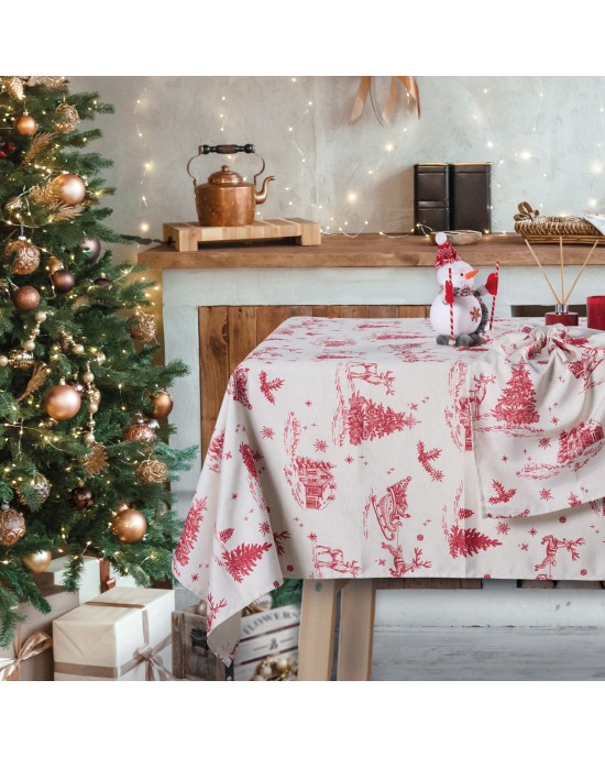 DAS HOME CHRISTMAS ΤΡΑΠΕΖΟΜΑΝΤΗΛΟ 140Χ220 0772 ECRU, RED
