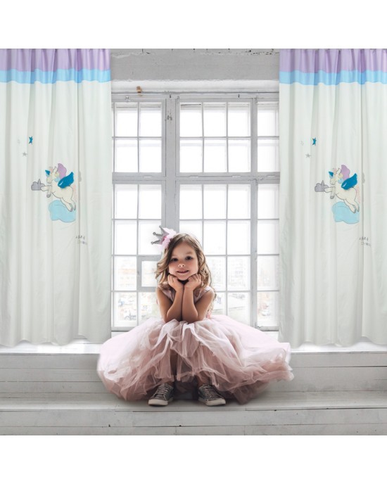 6463 CURTAIN-HOOKS 140X260 CREAM-PINK Nursery curtains