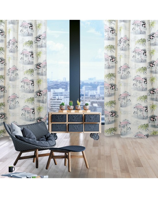 2063 CURTAIN 140X280 WITH TROUSS PINK-GRAY-VEGETABLE