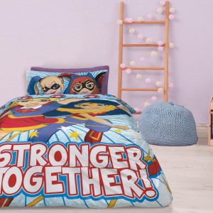 5005 SINGLE SHEET SET SUPER HERO GIRLS 160 * 260 BLUE-RED