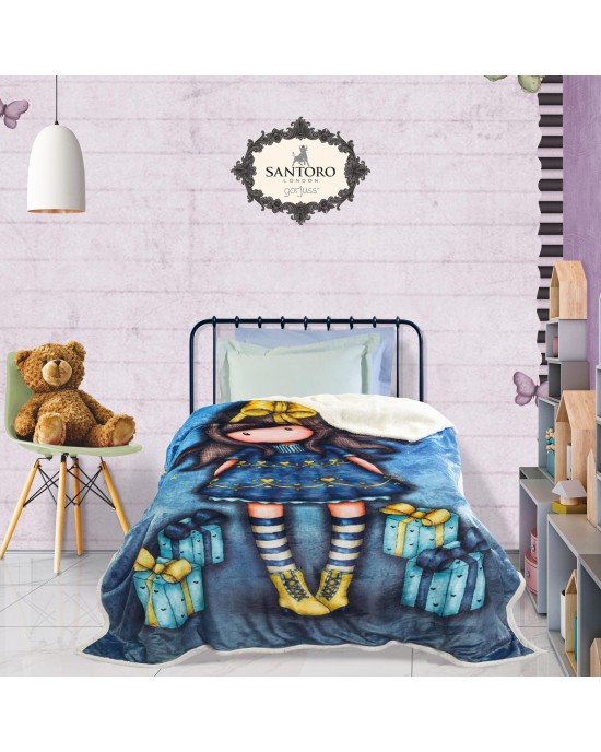 5020 BLANKET FLEECE SHERPA 160X220 SANTORO GORJUSS- JUST BECAUSE BLUE Kids blankets