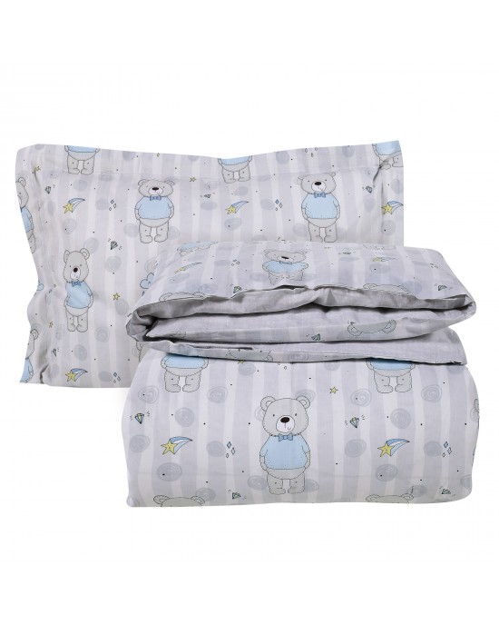 DAS KIDS 4767 SET OF FURNITURE SINGLE KID GRAY-ECRU-BLUE 160Χ240, 50Χ70 + 5