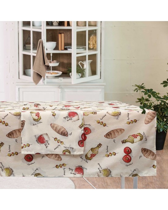 DASHOME 0616 RUNNER 45Χ140 ΕΚΡΟΥ-ΛΑΔΙ-ΚΟΚΚΙΝΟ Table runners