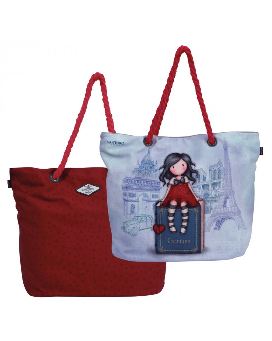 SANTORO 5828 ΤΣΑΝΤΑ ΘΑΛΑΣΣΗΣ 58Χ38Χ20 SANTORO ΜΠΛΕ-ΚΟΚΚΙΝΟ Beach bags