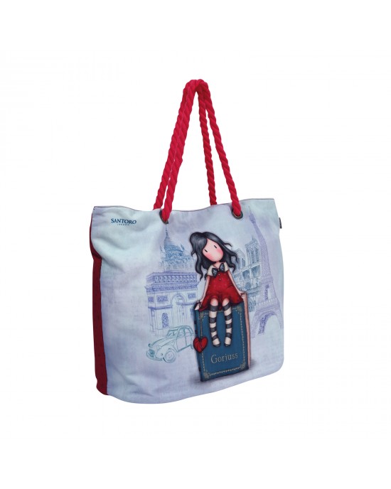 SANTORO 5828 ΤΣΑΝΤΑ ΘΑΛΑΣΣΗΣ 58Χ38Χ20 SANTORO ΜΠΛΕ-ΚΟΚΚΙΝΟ Beach bags