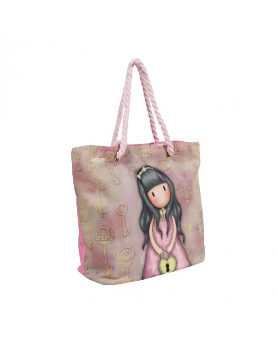 SANTORO 5860 ΤΣΑΝΤΑ ΘΑΛΑΣΣΗΣ 58Χ38Χ20 SANTORO ΡΟΖ-ΚΙΤΡΙΝΟ Beach bags
