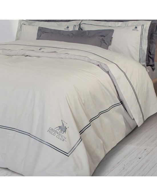 2129 ΣΕΤ ΣΕΝΤΟΝΙΑ ΥΠΕΡΔΙΠΛΑ GREENWICH POLO CLUB ΓΚΡΙ 240X270, 50X70+7 Bed sheets
