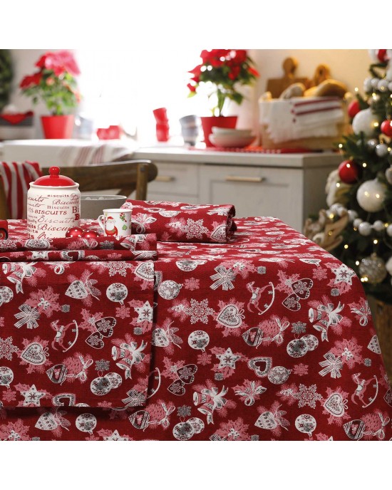 0626 CHRISTMAS ΤΡΑΠΕΖΟΜΑΝΤΗΛΟ 140Χ180 ΜΠΕΖ - ΚΟΚΚΙΝΟ DAS HOME