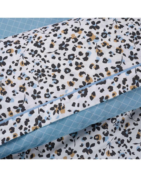 DAS HOME 9622 ΚΟΥΒΕΡΛΙ ΜΟΝΟ HAPPY ΕΚΡΟΥ-ΜΑΥΡΟ-ΜΠΛΕ