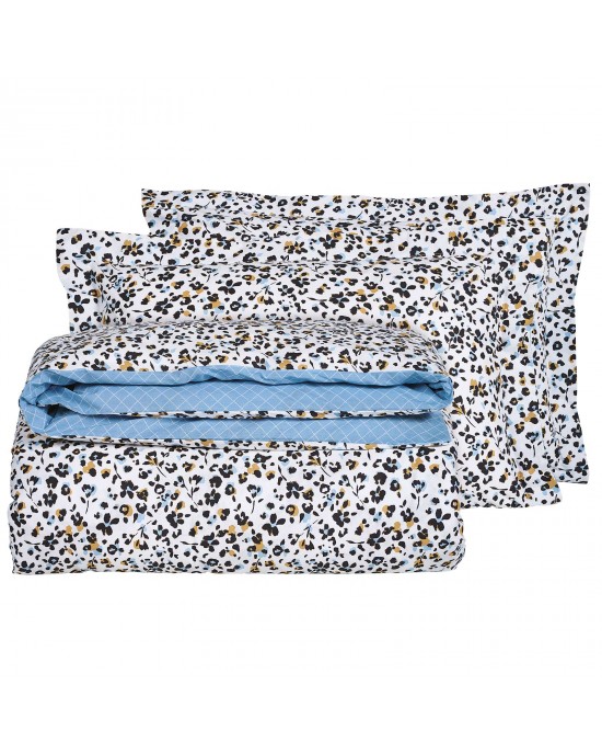 DAS HOME 9622 ΚΟΥΒΕΡΛΙ ΜΟΝΟ HAPPY ΕΚΡΟΥ-ΜΑΥΡΟ-ΜΠΛΕ