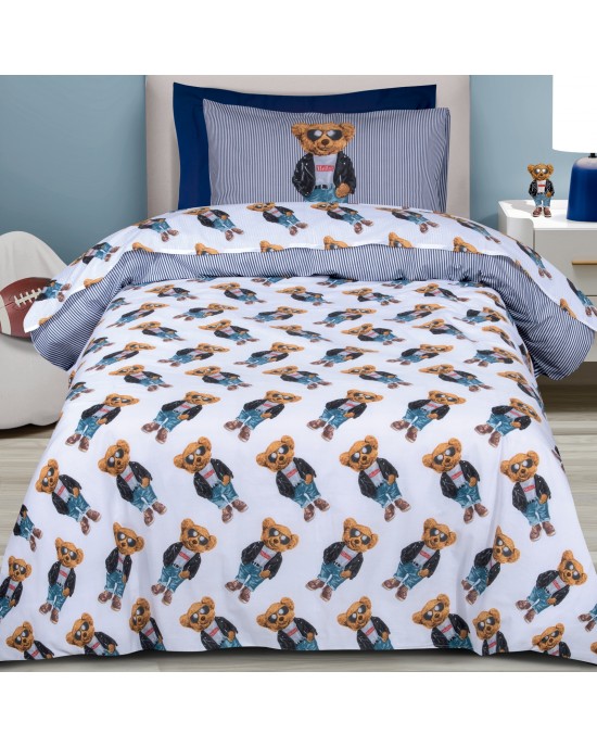 8838 ΣΕΤ ΣΕΝΤΟΝΙΑ ΜΟΝΑ GREENWICH POLO CLUB ΜΠΛΕ-ΛΕΥΚΟ-ΜΑΥΡΟ Kids bed sheets