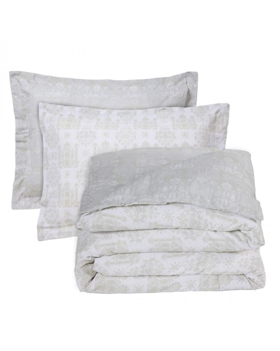 DAS HOME ΣΕΤ ΣΕΝΤΟΝΙΑ ΜΟΝΑ HAPPY 9673 TAUPE, WHITE