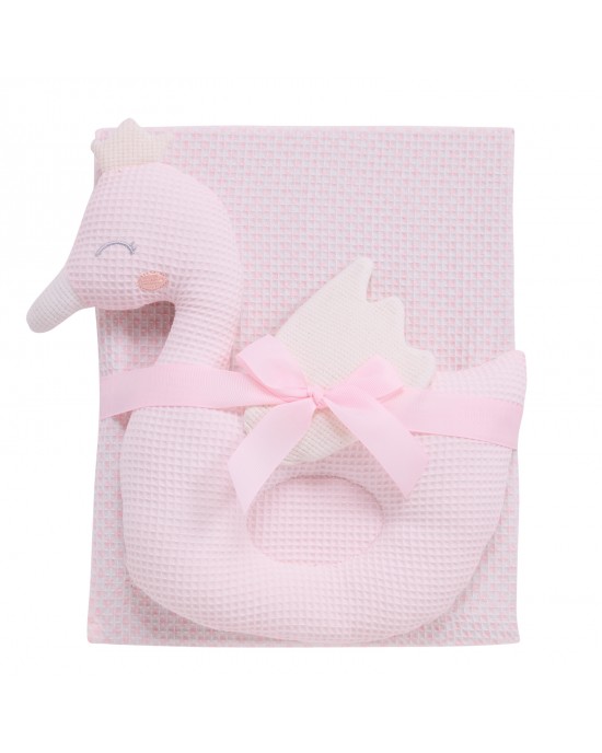 DAS BABY ΚΟΥΒΕΡΤΑ ΠΙΚΕ 75X100 RELAX 4956 PINK, WHITE