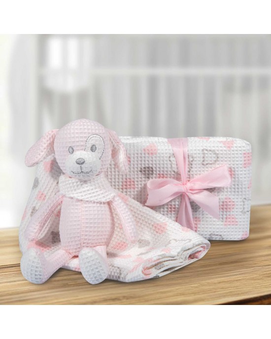 GREENWICH POLO CLUB ΚΟΥΒΕΡΤΑ ΠΙΚΕ 75X100 ΒΑΒΥ ESSENTIAL 8855 PINK, WHITE