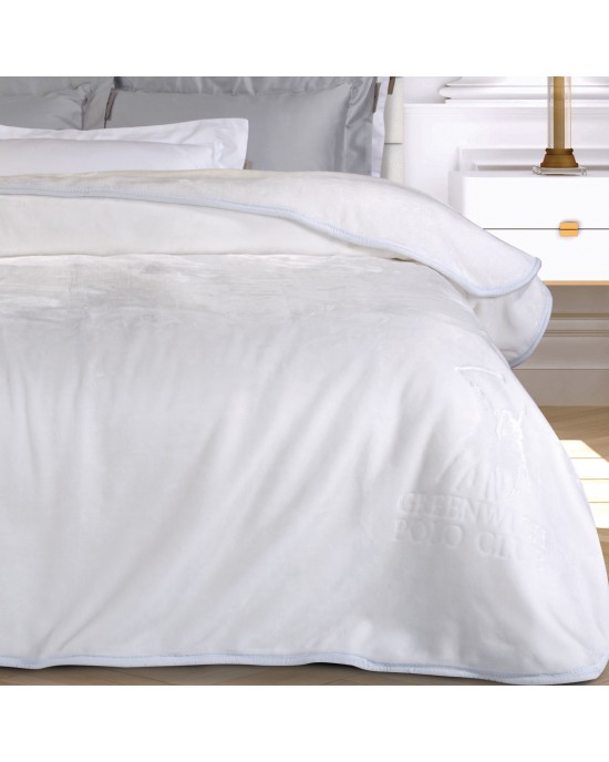 GREENWICH POLO CLUB ΚΟΥΒΕΡΤΑ VELOUR ΥΠΕΡΔΙΠΛΗ ESSENTIAL 3470 WHITE
