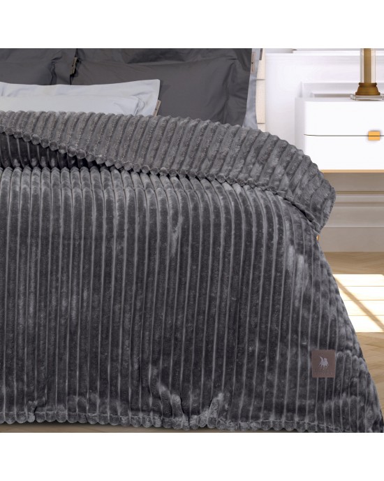 GREENWICH POLO CLUB ΚΟΥΒΕΡΤΑ FLEECE ΥΠΕΡΔΙΠΛH 3486 GREY