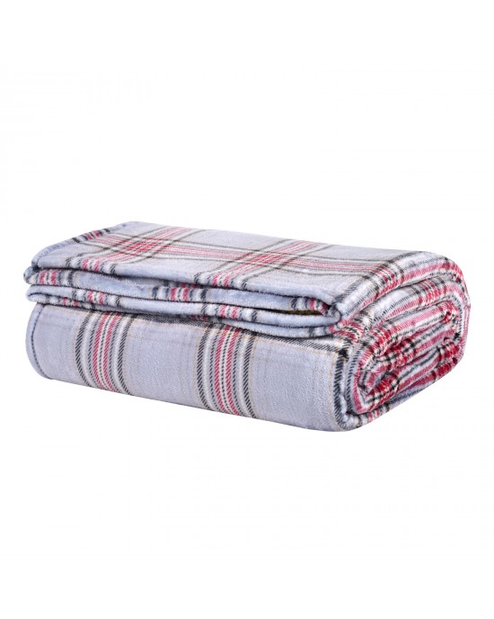 DAS HOME ΚΟΥΒΕΡΤΑ FLEECE 220Χ240 1362 GREY, RED