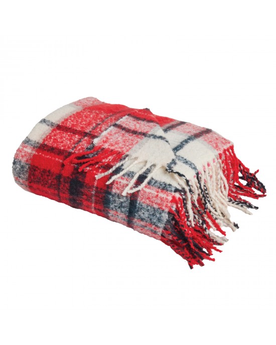 DAS HOME ΚΟΥΒΕΡΤΑ ΚΑΝΑΠΕ FAUX MOHAIR 1379 BLACK, RED