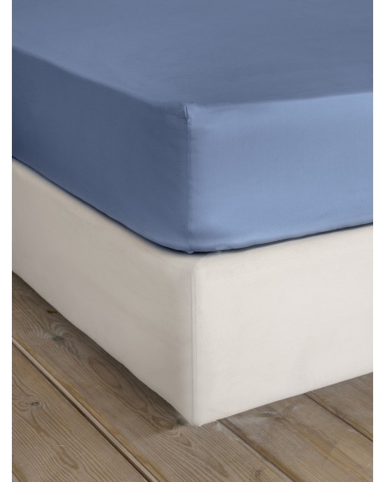 Σεντόνι Υπέρδιπλο με Λάστιχο Superior Satin - Shadow Blue