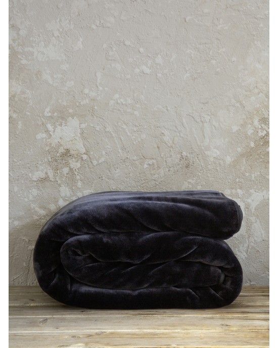 Κουβέρτα Βελουτέ Γίγας 240x260 Coperta - Black 