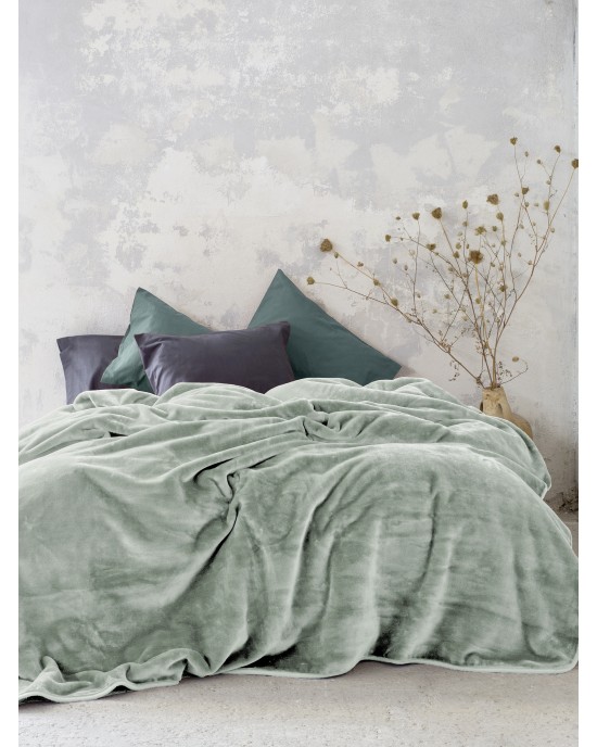 Κουβέρτα Βελουτέ Γίγας 240x260 Coperta - Sage Green Κουβέρτες