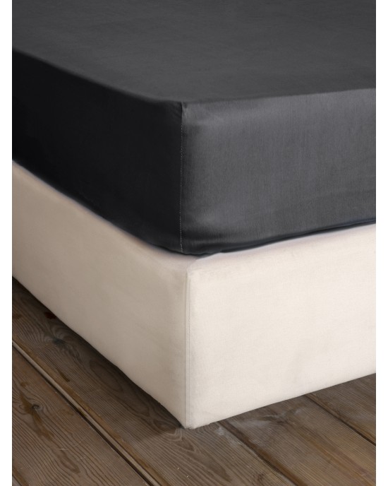 Σεντόνι Υπέρδιπλο με Λάστιχο Superior Satin - Black