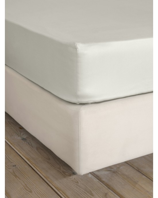 Σεντόνι Μονό με Λάστιχο Superior Satin - Fog Beige