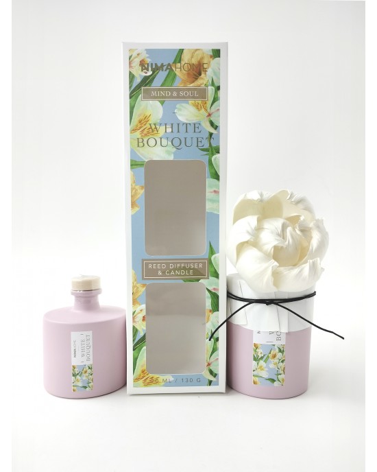 Σετ Αρωματικό Χώρου με Στικ 70ml & Αρωματικό Κερί 130gr - White Bouquet