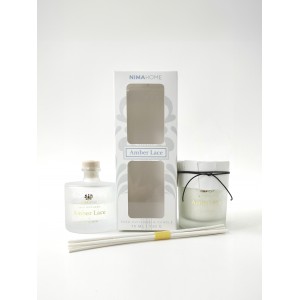 Σετ Αρωματικό Χώρου με Στικ 70ml & Αρωματικό Κερί 130gr - Amber Lace