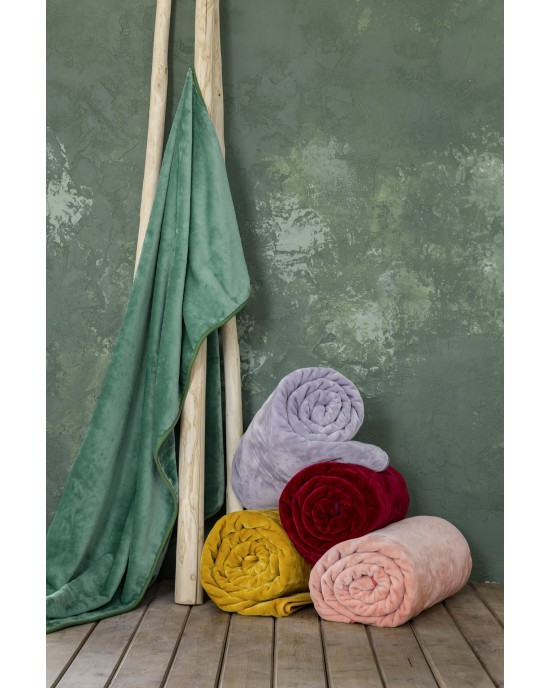 Κουβέρτα Βελουτέ Μονή 160x220 Coperta - Pink Κουβέρτες