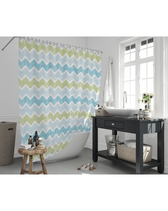 LINO ΚΟΥΡΤΙΝΑ ΜΠΑΝΙΟΥ ZIGZAG GREEN 180X200