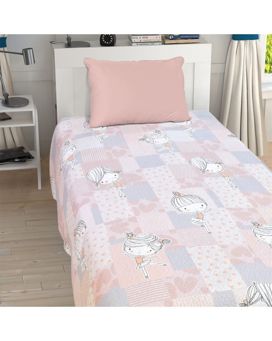 LINO ΚΟΥΒΕΡΛΙ GIRLY PINK-GREY  160X220